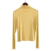 Women's spring and autumn fashion thin solid color pile neck round neck T-shirt with modal cotton inside in stock Item Picture